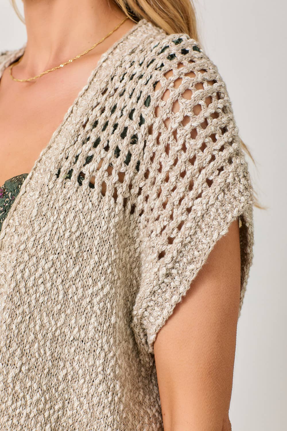 Mystree - Open Front Knit Cardigan: Oatmeal
