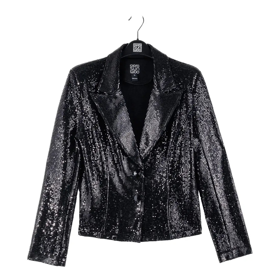 Clara Sunwoo - Sequin Knit - Modern Button Blazer: Gunmetal