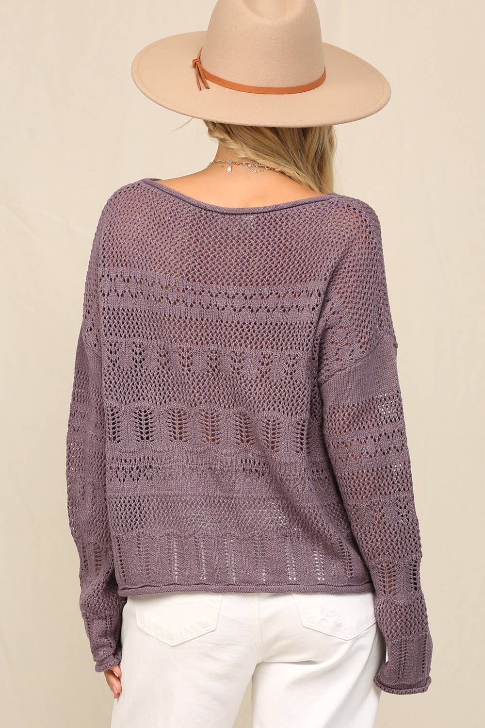 KyeMi - Sweater In Pointelle With Dolman: Purple