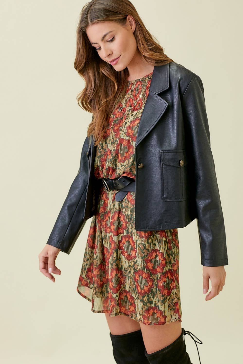 Mystree - Faux Leather Short Jacket: Black