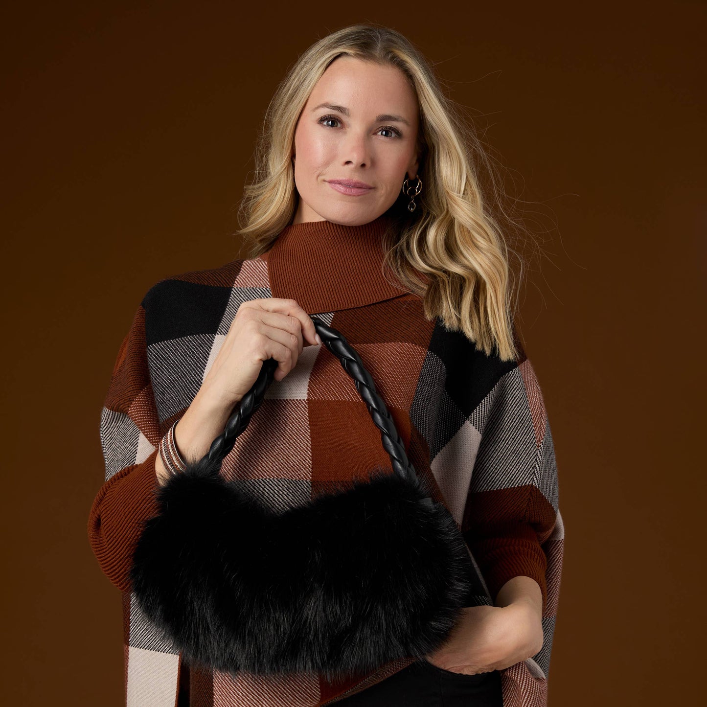 COCO + CARMEN - Gia Faux Fur Mini Tote: Black