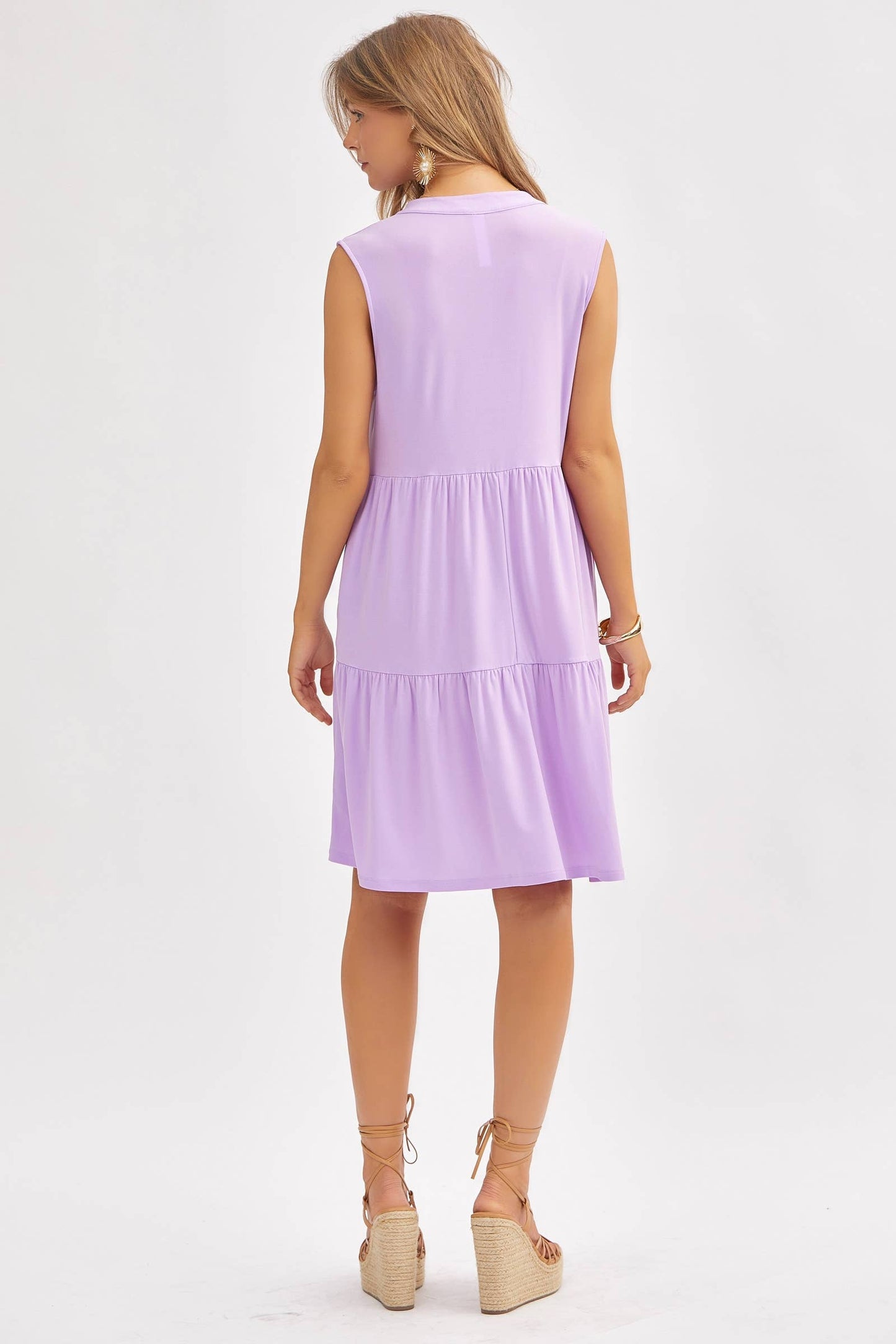 Dear Scarlett - Three-Tier A-Line Flowy Dress in LILAC