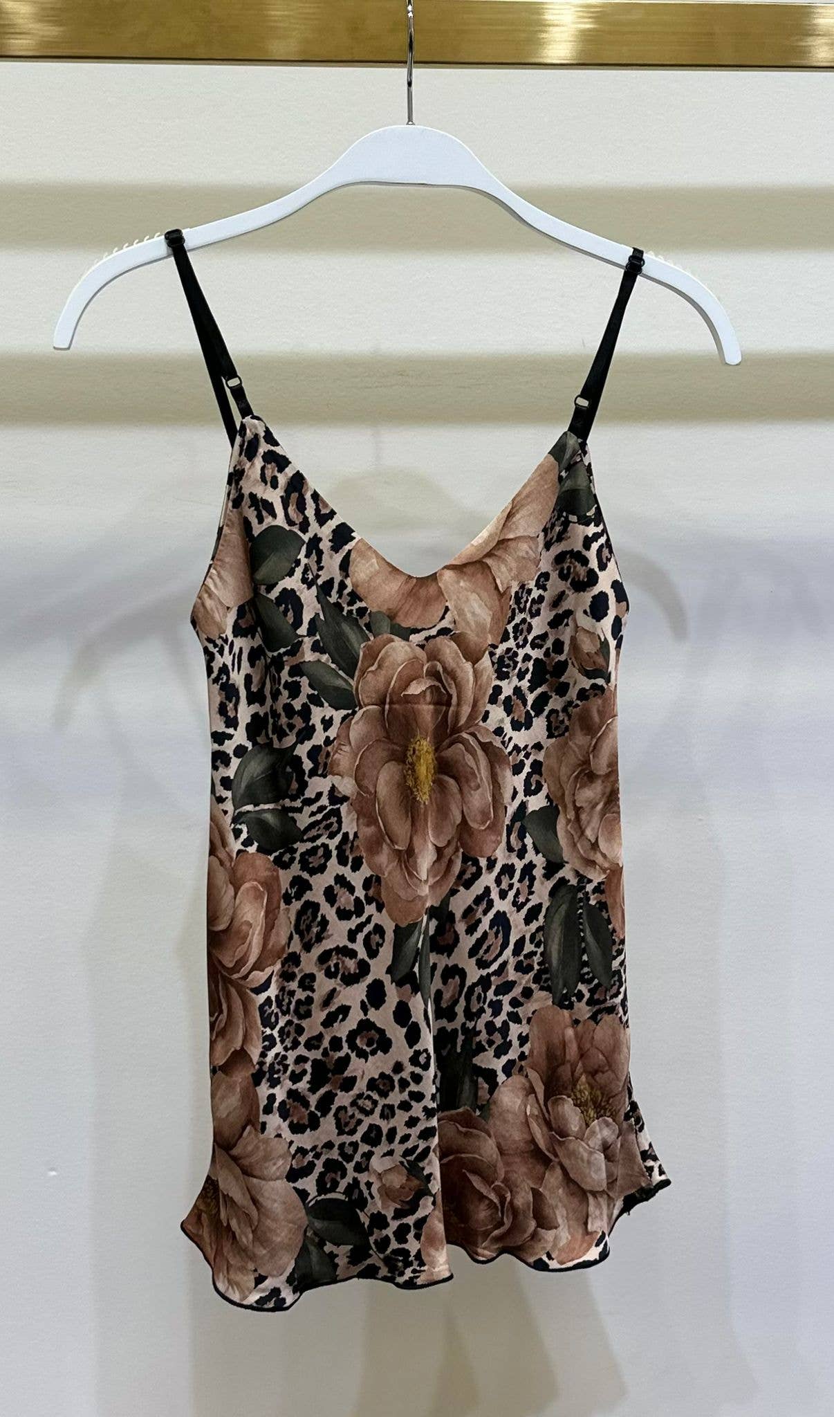 MILIO MILANO - ROSE AND LEOPARD PRINT CAMISOLE in Beige