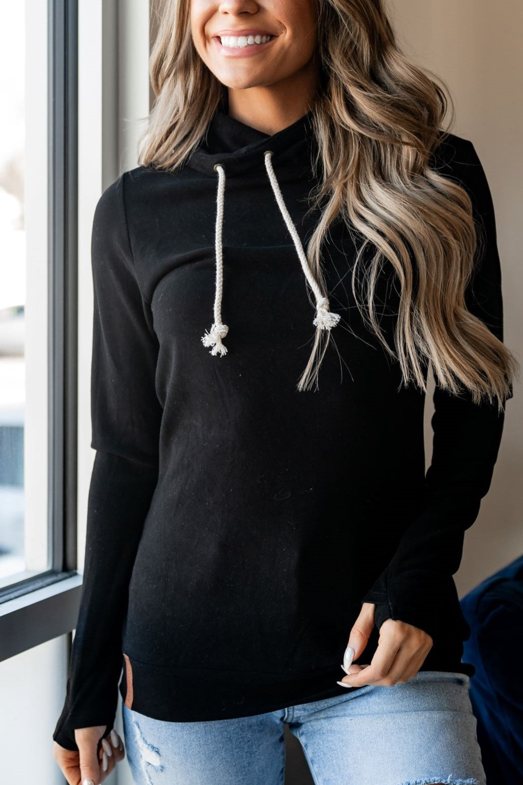 ONLINE ONLY! Ampersand Avenue Performance Fleece CowlNeck Sweatshirt - Poppy Seed