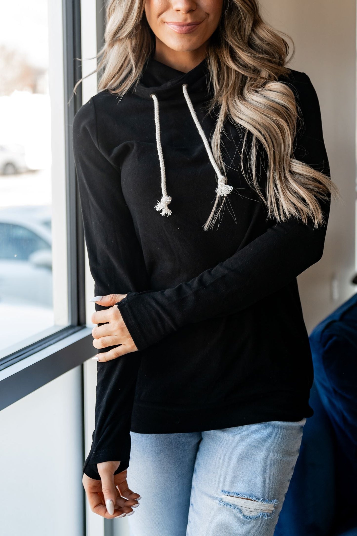 ONLINE ONLY! Ampersand Avenue Performance Fleece CowlNeck Sweatshirt - Poppy Seed