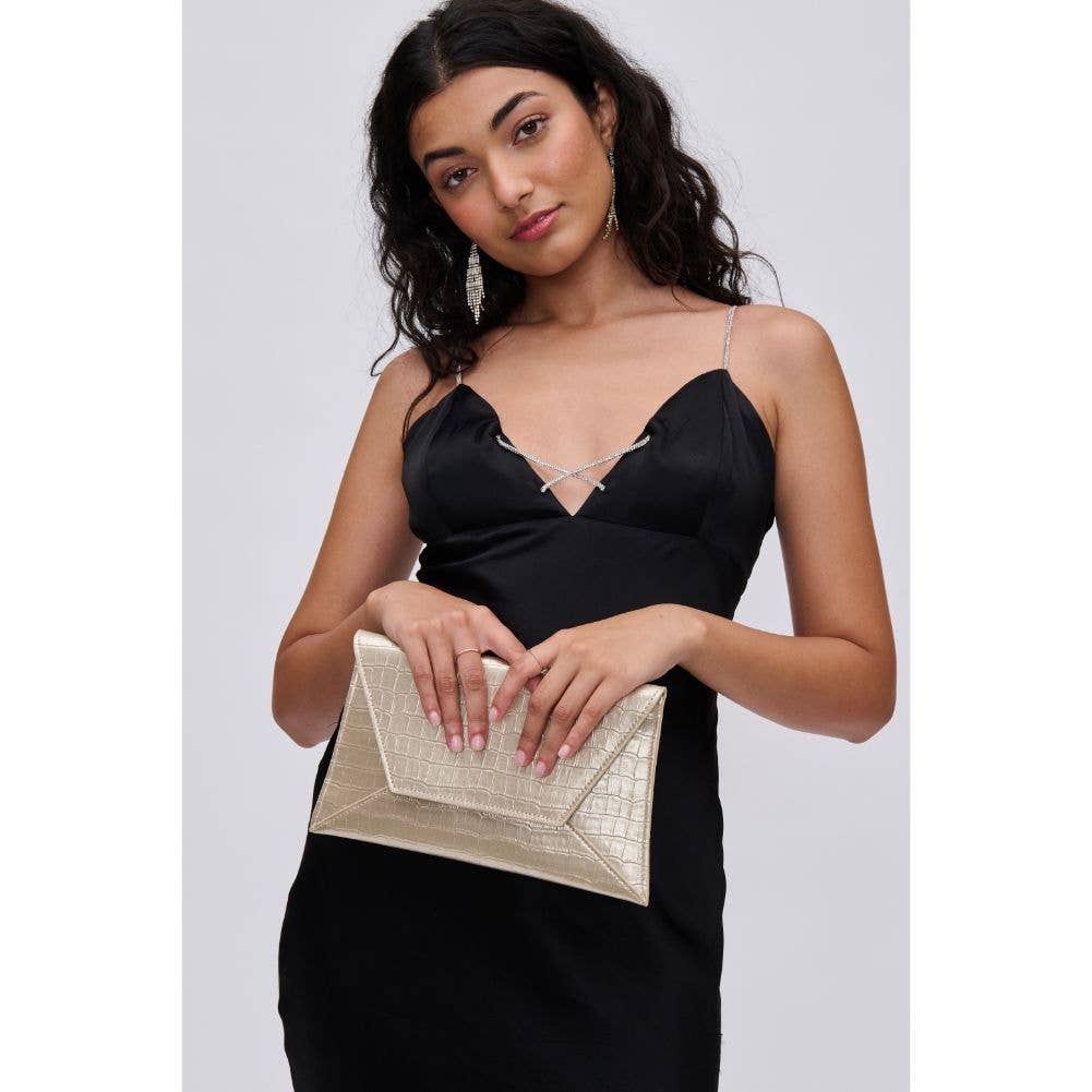 Cora Croco Clutch: Gold