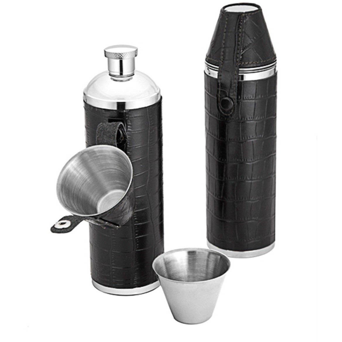 Hunters Flask - Various Designs: Black Croc