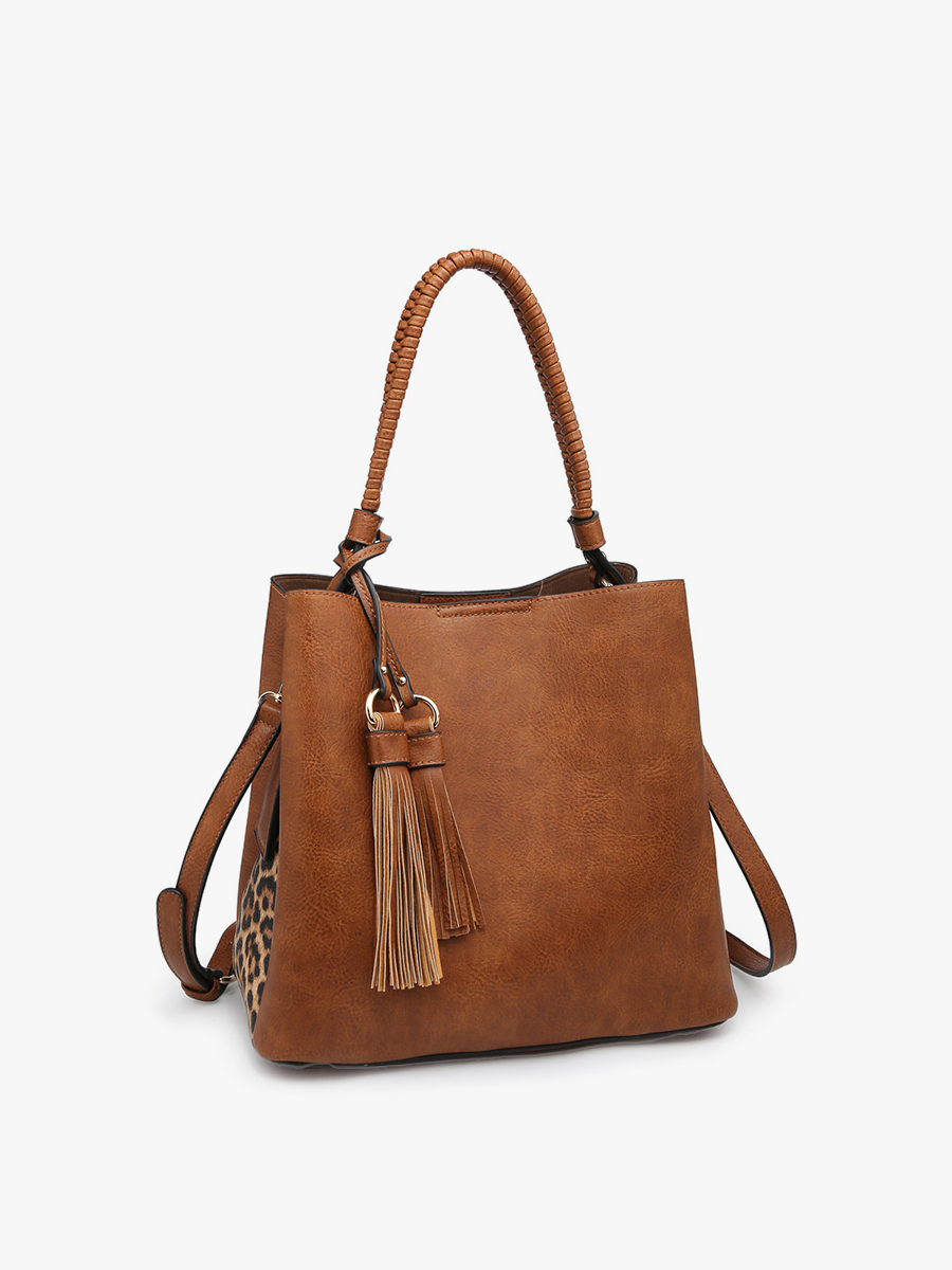 Olivia Animal Print Contrast Hobo: Brown/Leopard