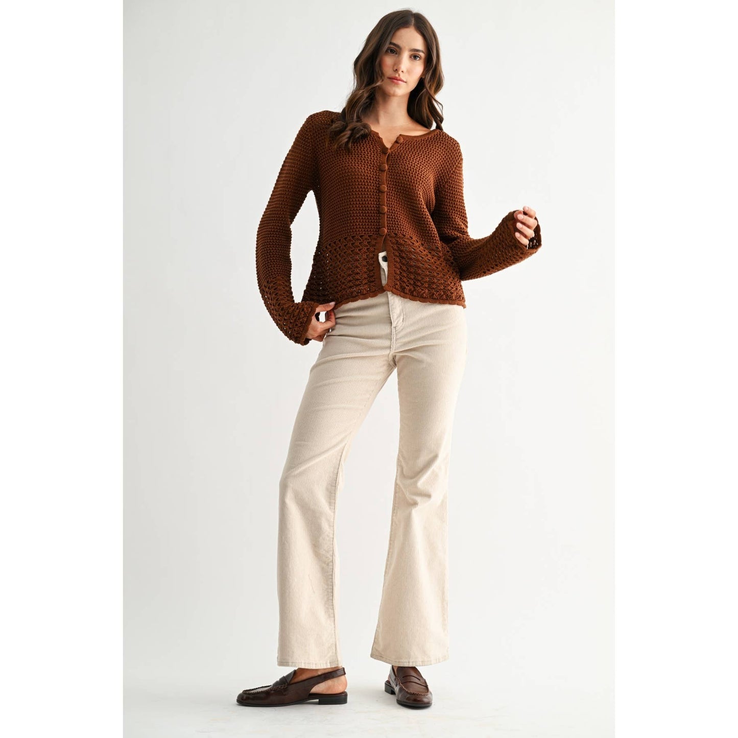 Camellia - BROWN CROCHET CARDIGAN: BROWN