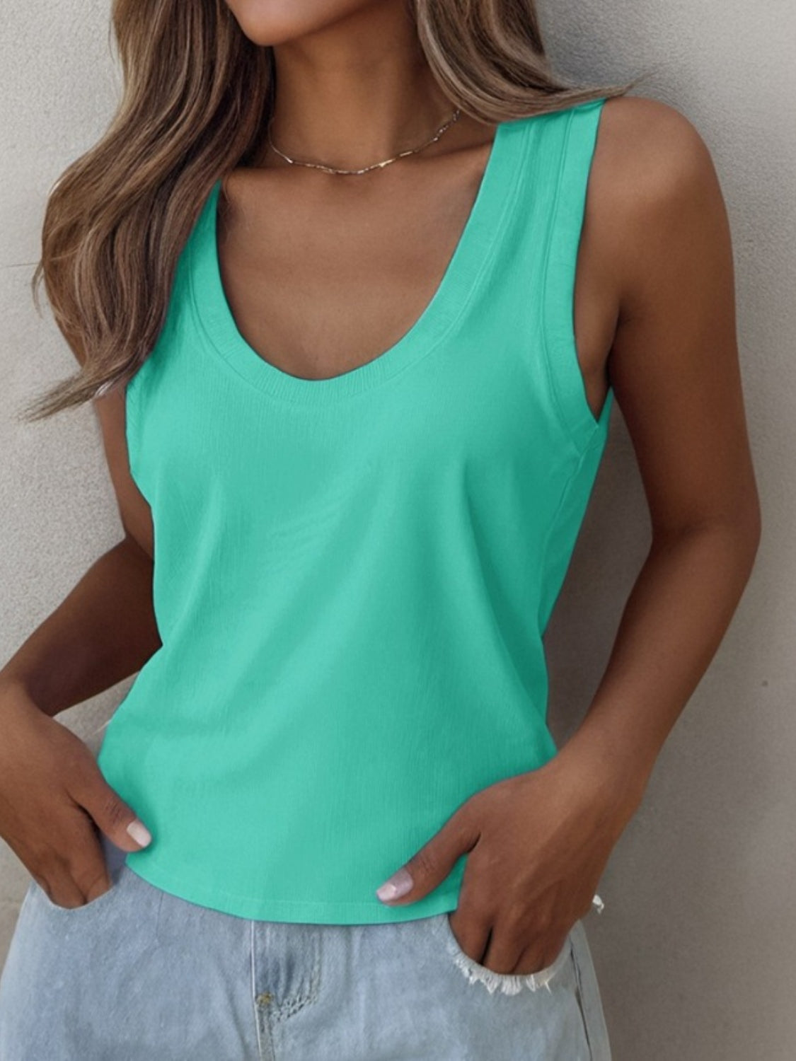 ONLINE ONLY! Solid Scoop Neck Tank