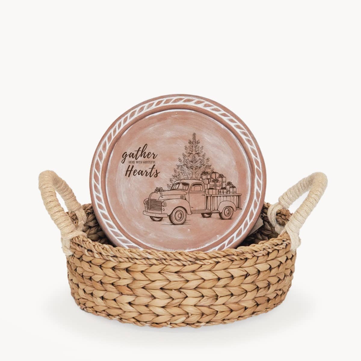 KORISSA - Handmade Bread Warmer & Wicker Basket - Christmas Round: Christmas Tree