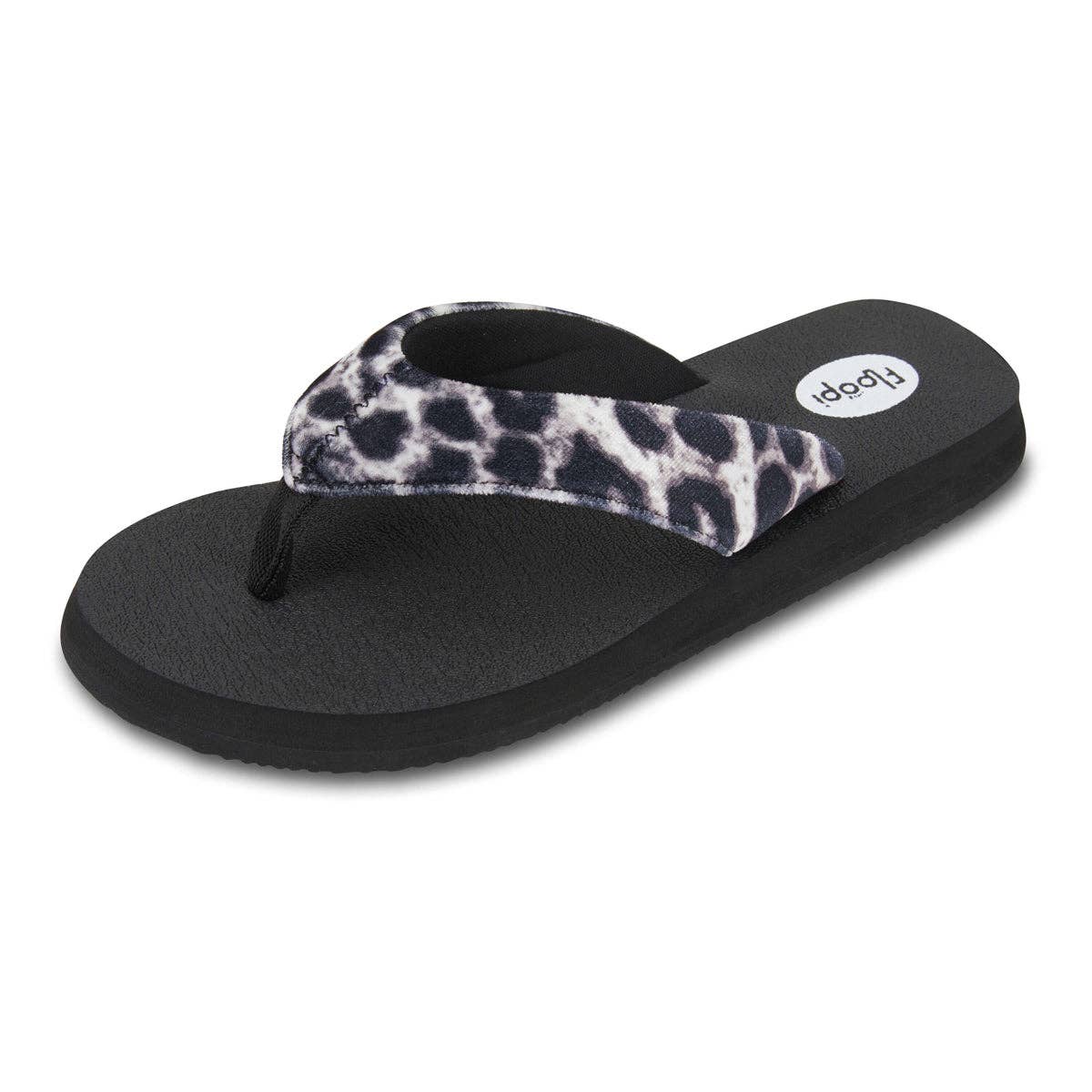 Floopi - Women's Ella Yoga Mat Animal Print Velour Flip Flop