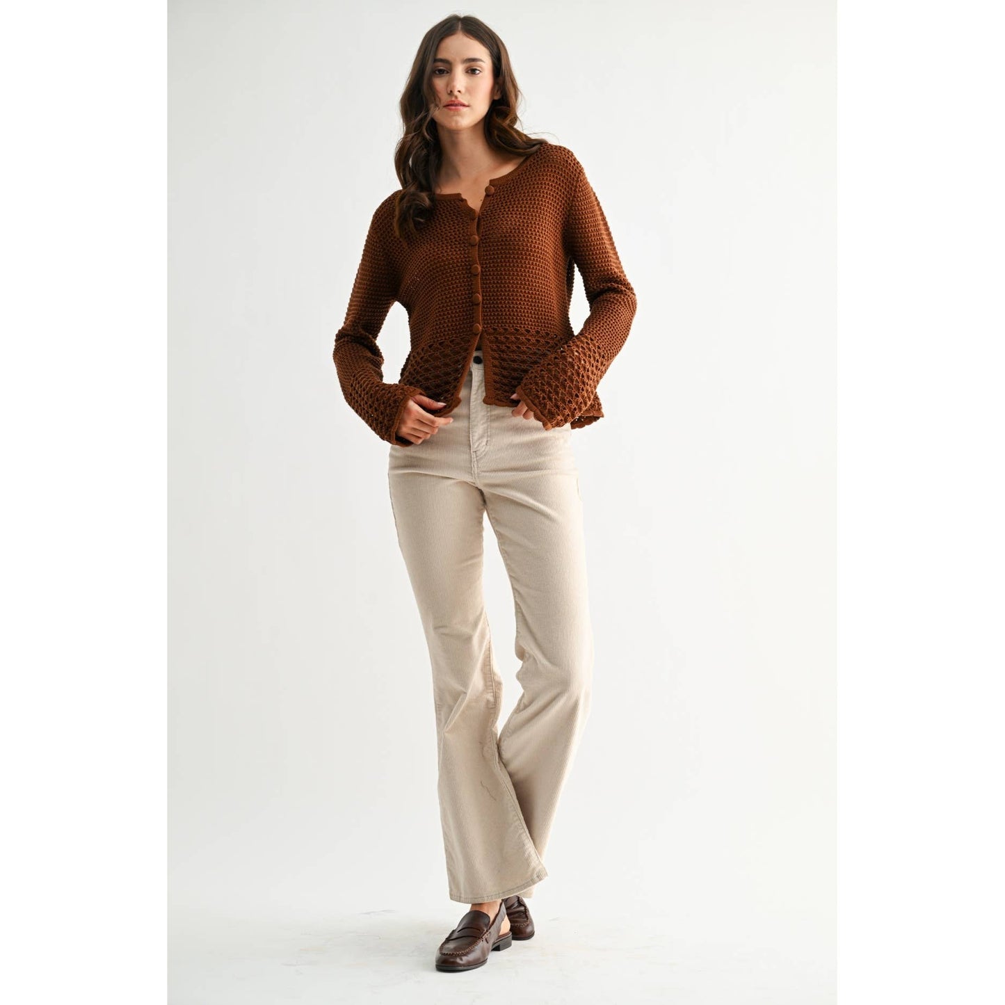 Camellia - BROWN CROCHET CARDIGAN: BROWN