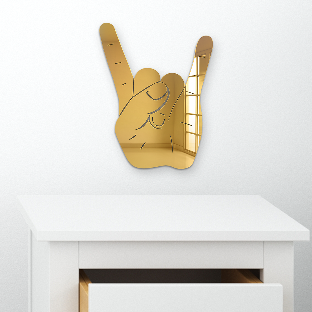 Rock On Hand Silhouette Mirror