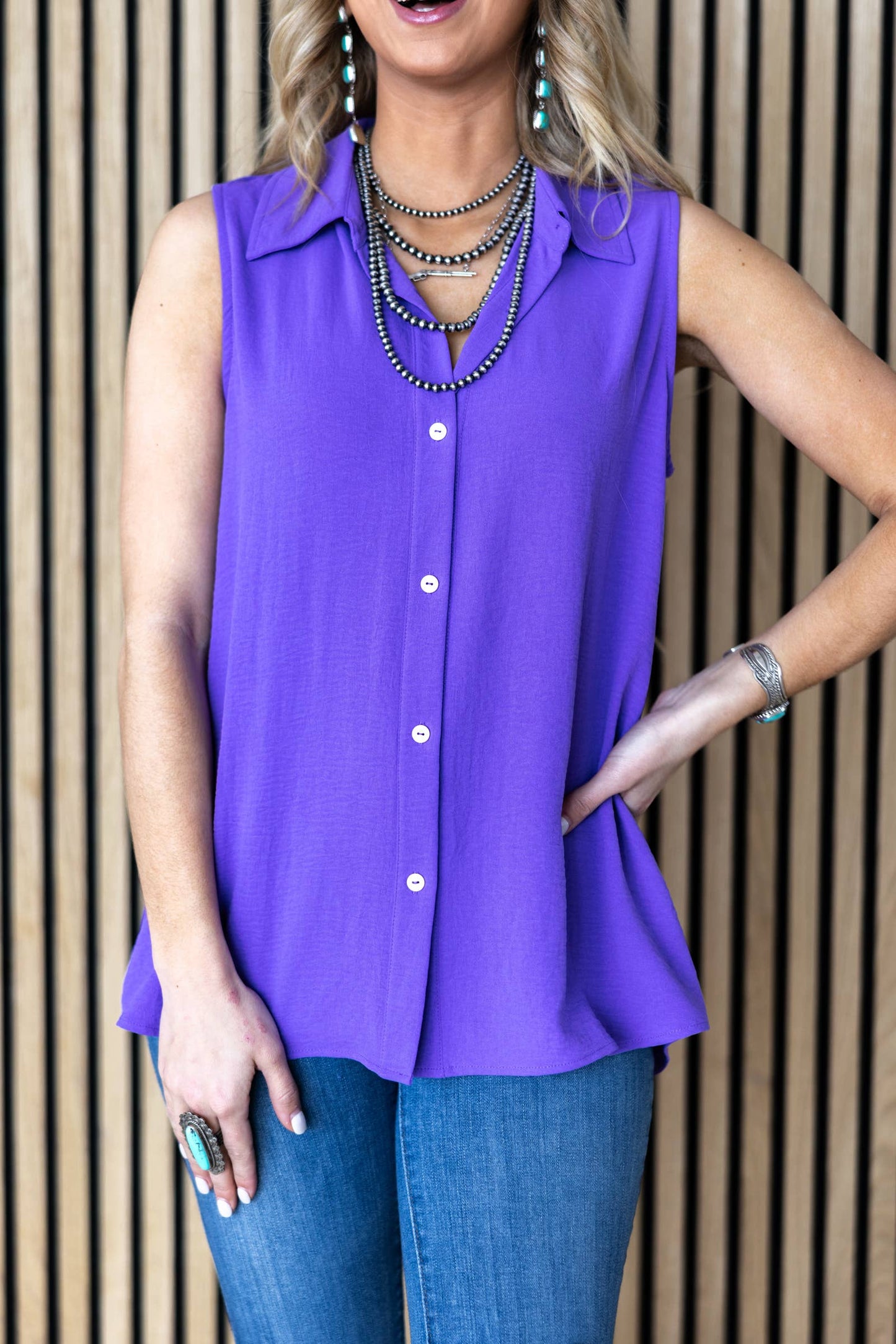 Andrée by Unit - Button Down Woven Blouse Top: ORCHID GLOW