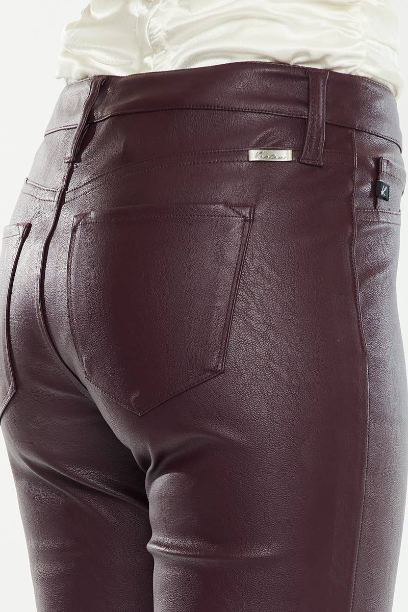 Kan Can USA - BURGUNDY Vegan Leather Pants