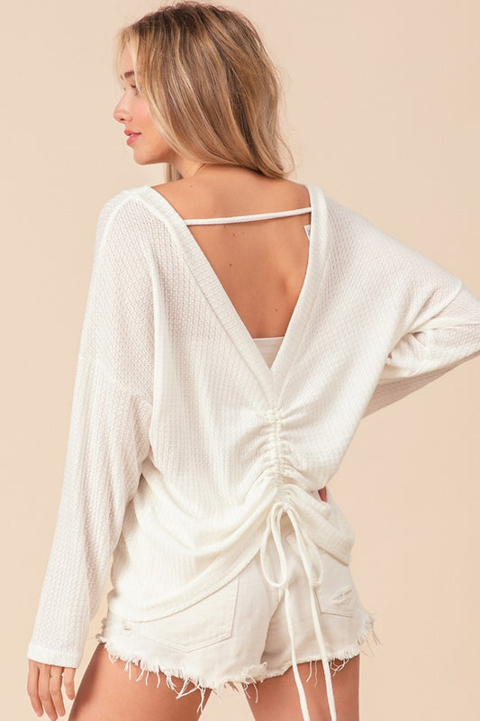 ONLINE ONLY! BiBi Waffled Backless Drawstring T-Shirt