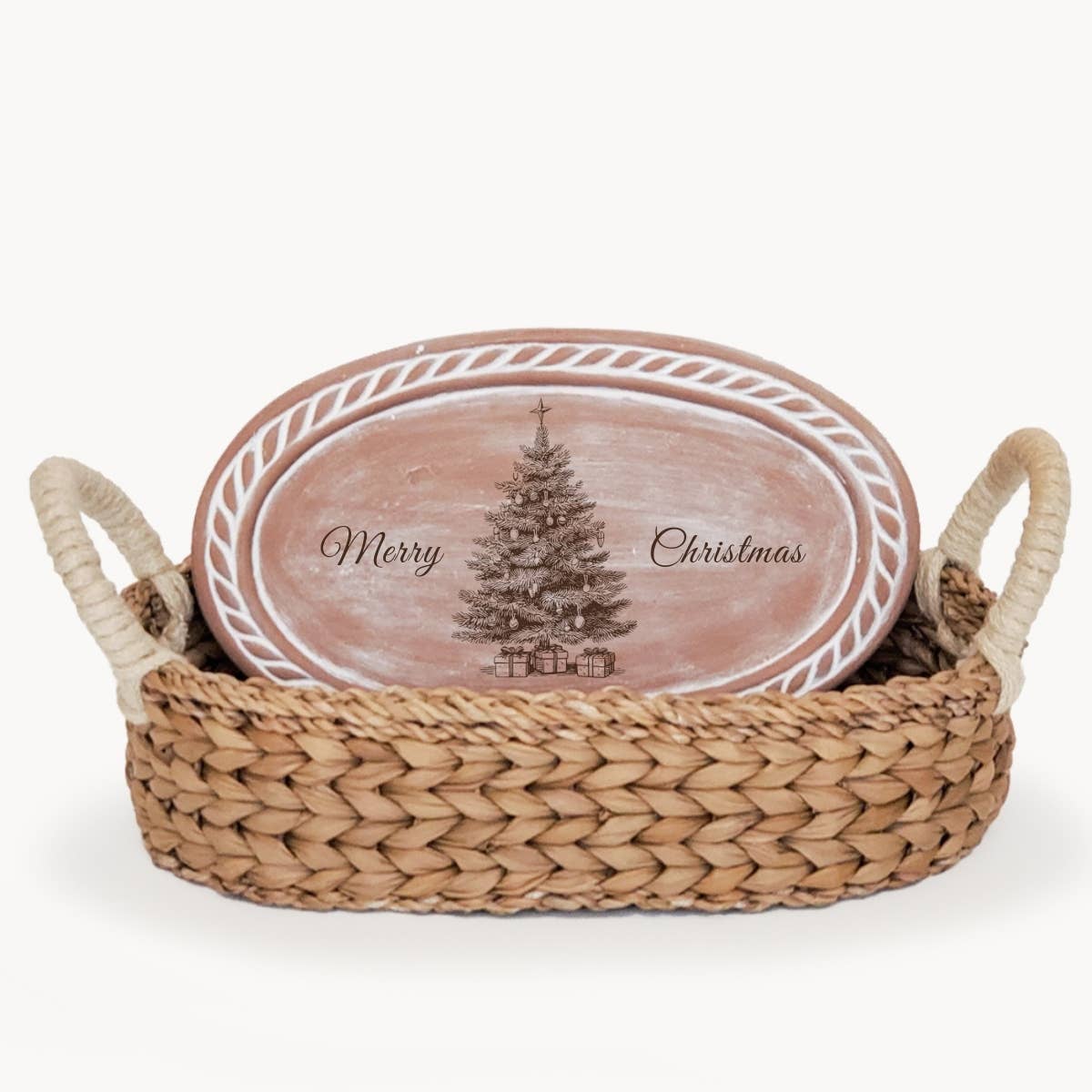 KORISSA - Handmade Bread Warmer & Wicker Basket - Christmas Oval: Christmas Village