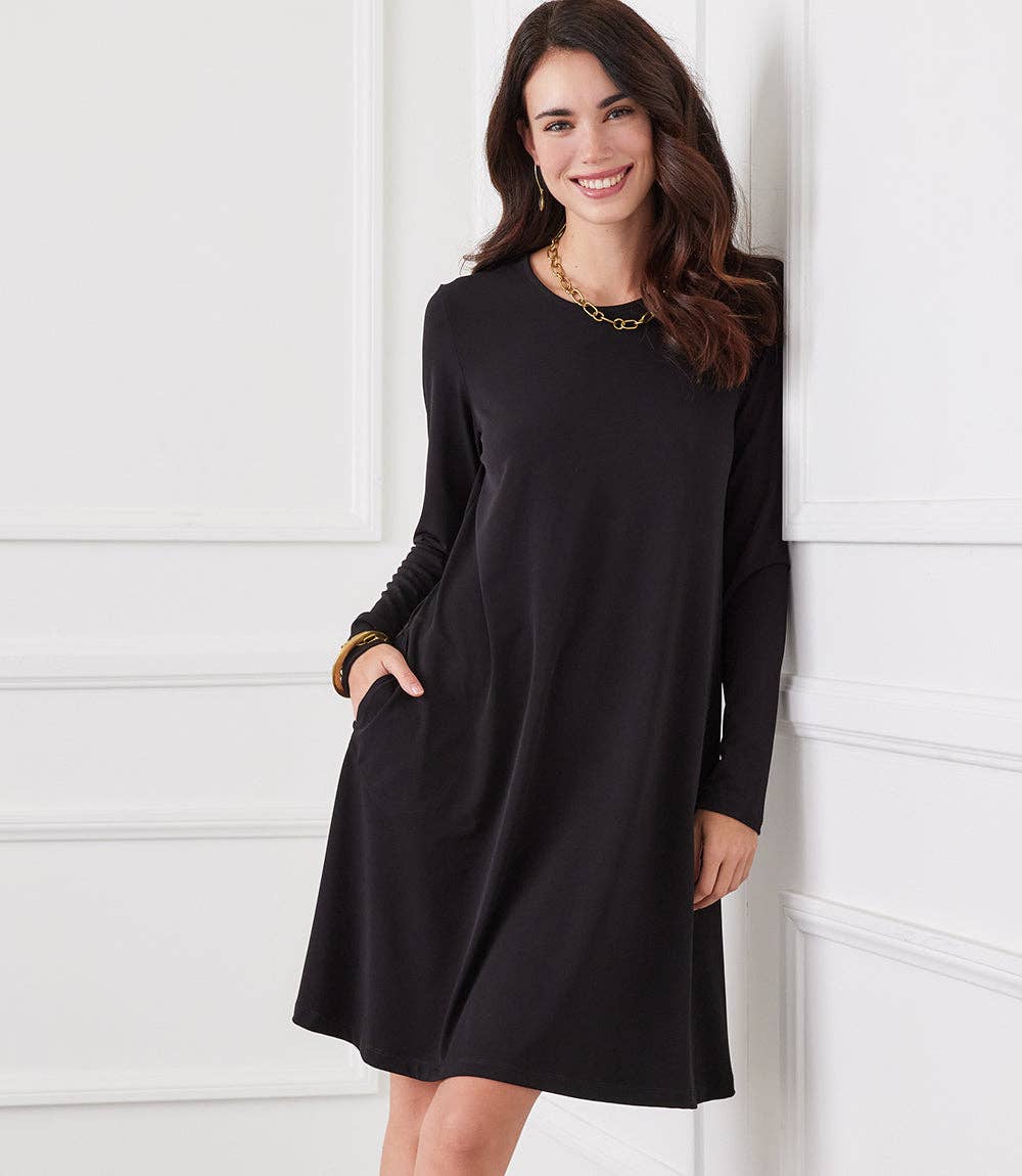 Karen Kane - Long Sleeve Travel Jersey Dress in Black