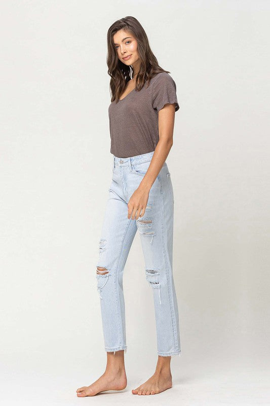 ONLINE ONLY! Super High Rise Distressed Crop Straight Jeans