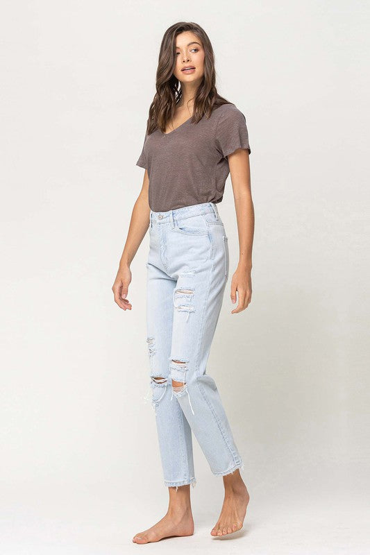 ONLINE ONLY! Super High Rise Distressed Crop Straight Jeans