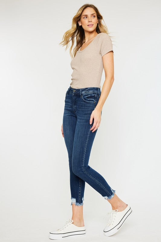 ONLINE ONLY!  High Rise Kan Can Jeans Hem Detail Ankle Skinny