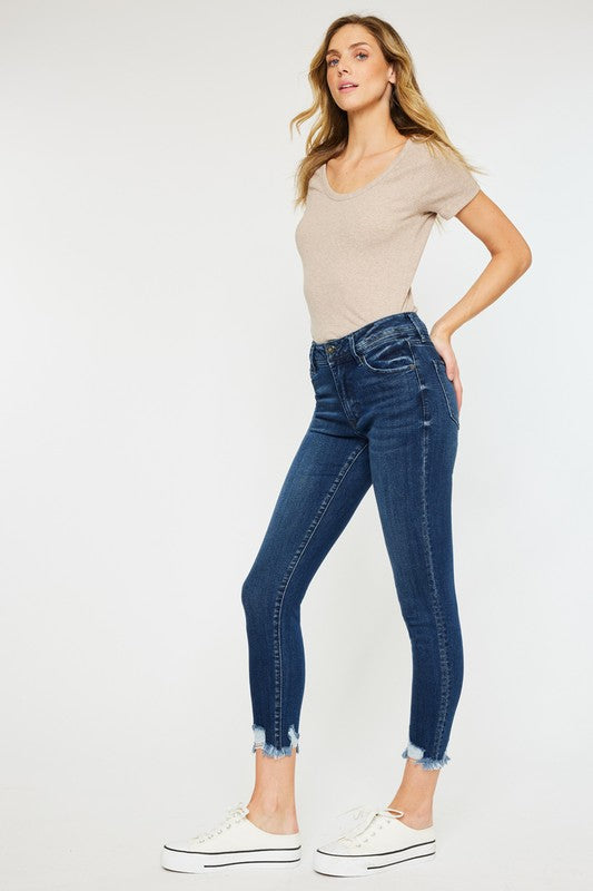 ONLINE ONLY!  High Rise Kan Can Jeans Hem Detail Ankle Skinny