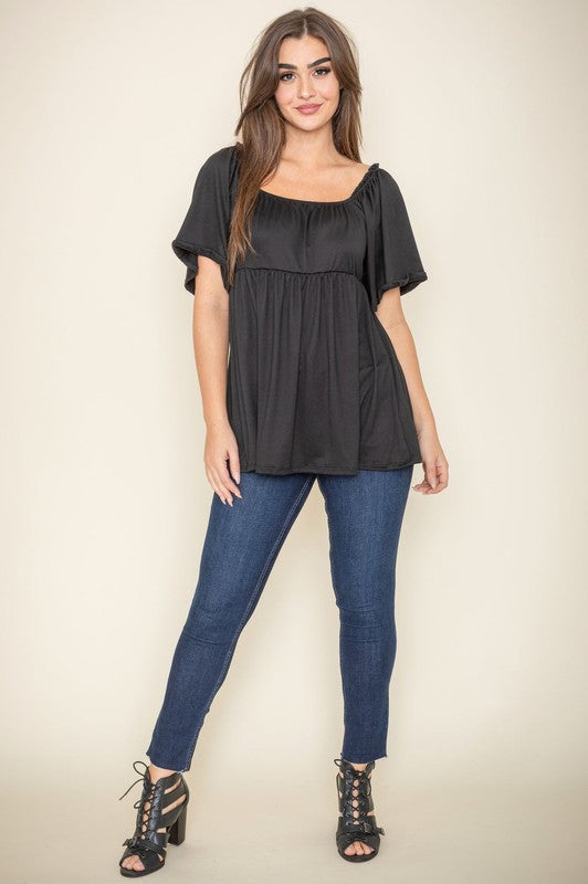 ONLINE ONLY! Solid Square Neck Babydoll Tunic