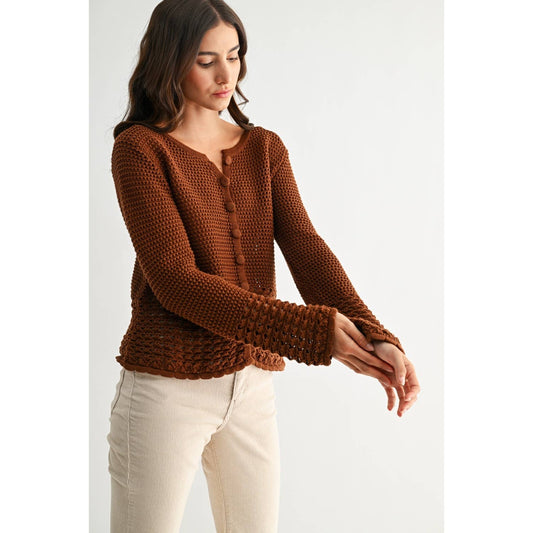 Camellia - BROWN CROCHET CARDIGAN: BROWN