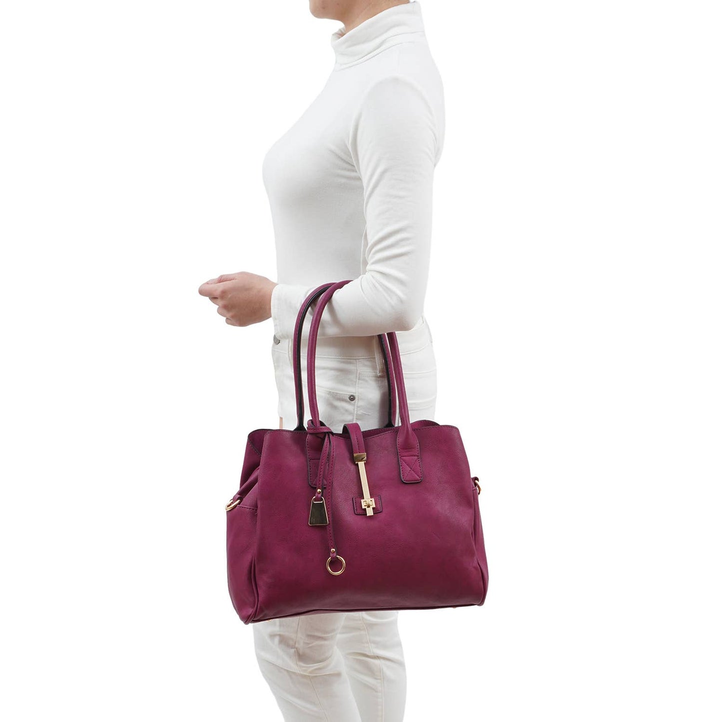 Mellow World - Jasmine Structured 3-Compartment Satchel: Plum