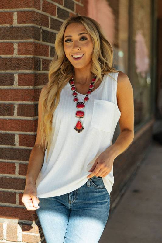 Andrée by Unit - Everyday Ribbed Tank Top in Ivory
