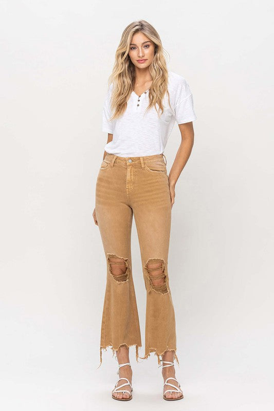 ONLINE ONLY! Vintage High Rise Distressed Flare Jeans
