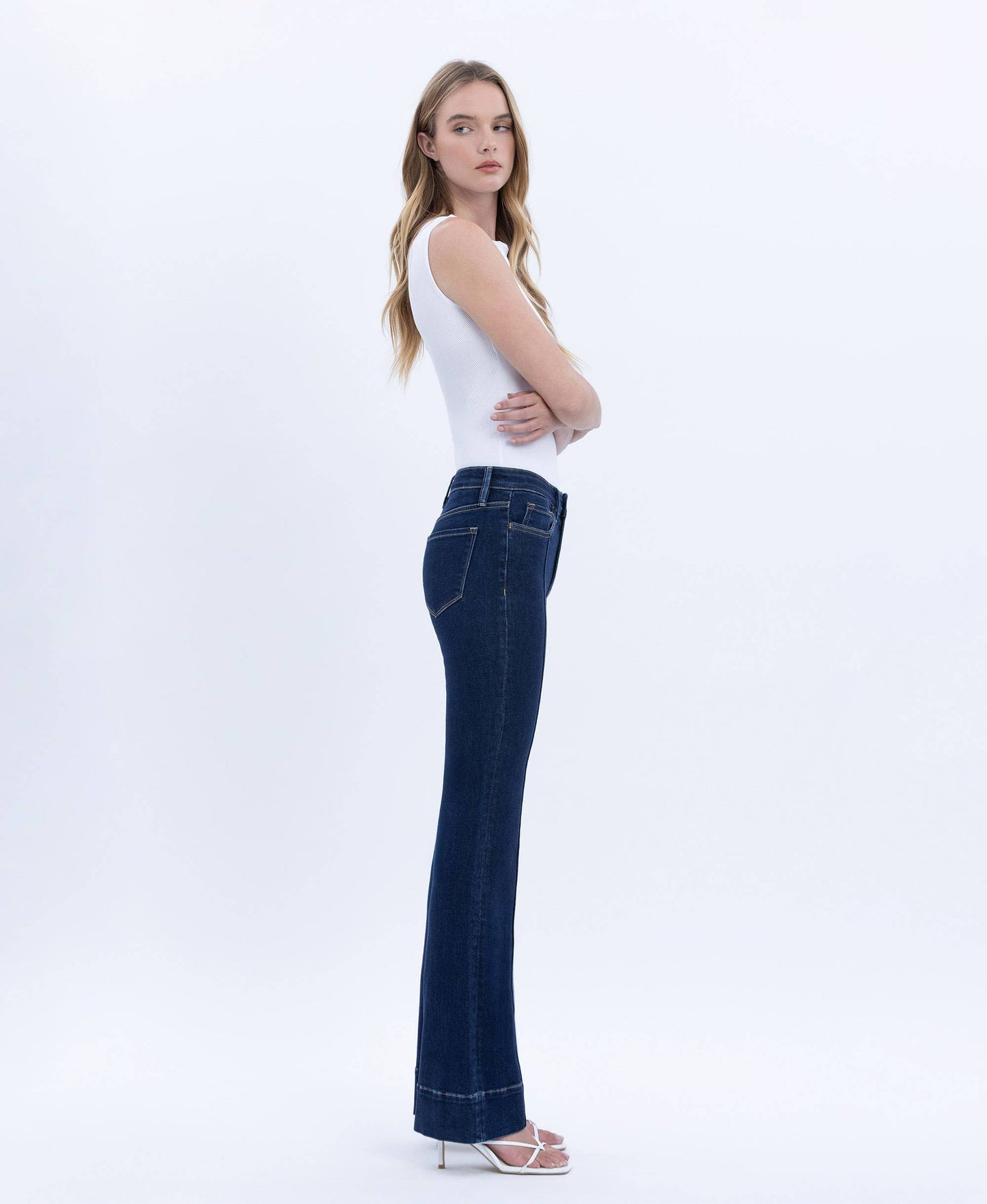 VERVET by FLYING MONKEY - HIGH RISE PIN TUCK TROUSER HEM