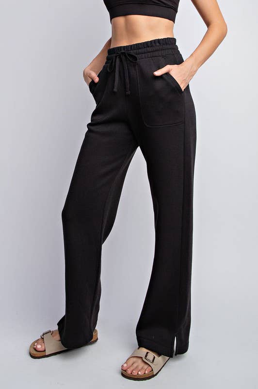 Sunday Morning - STRAIGHT LONG-LEG FRENCH TERRY PANTS: Black