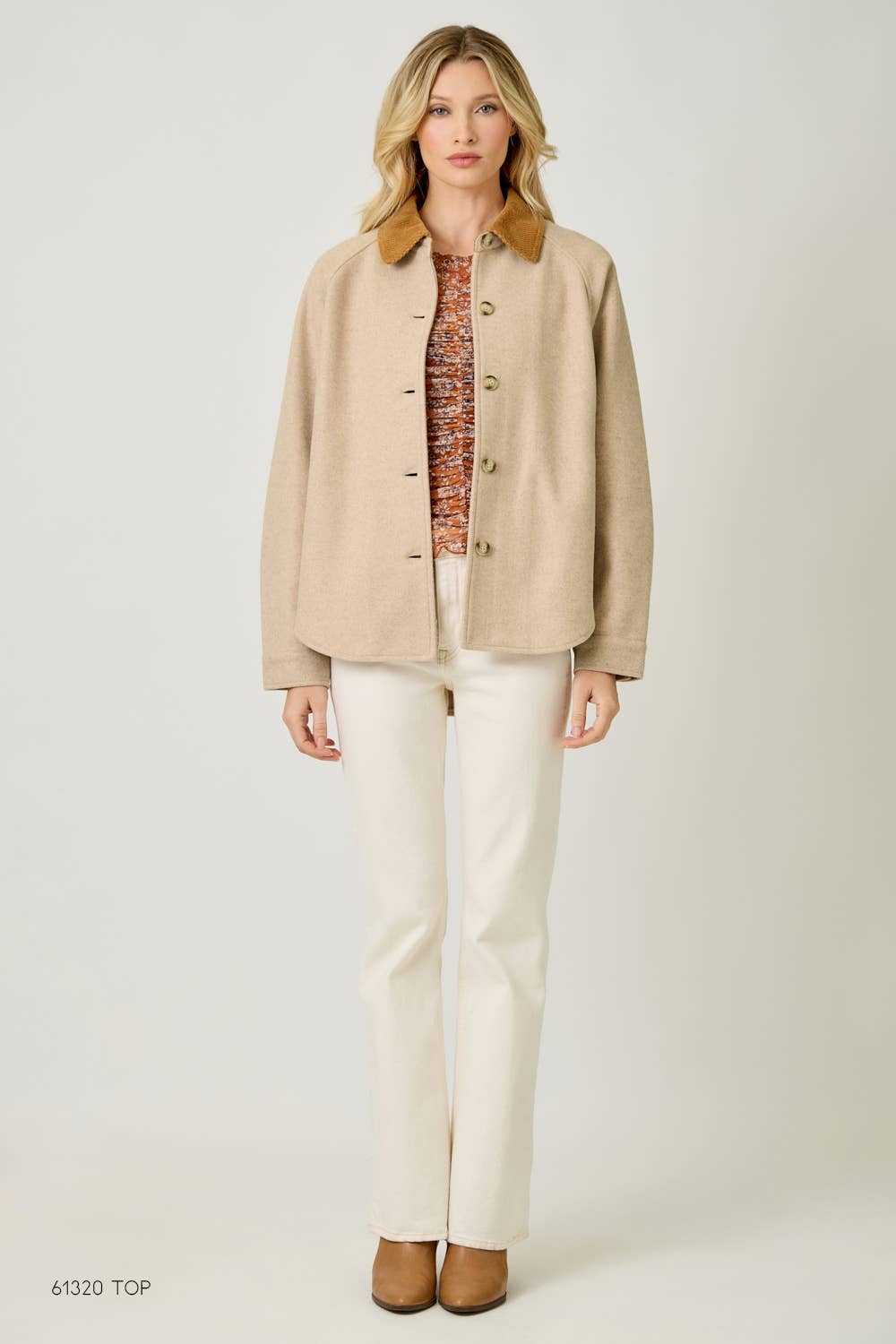 Mystree - Button Down Shirt Jacket: Milk Tea
