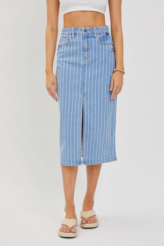 Cello Jeans - High Rise Midi Skirt with Front Slit