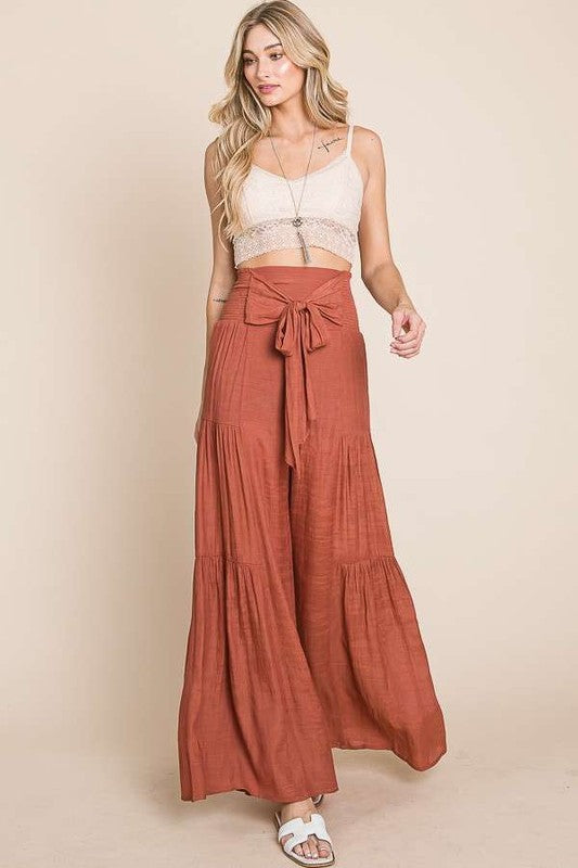 ONLINE ONLY!  Tie Front Ruched Waist Pants