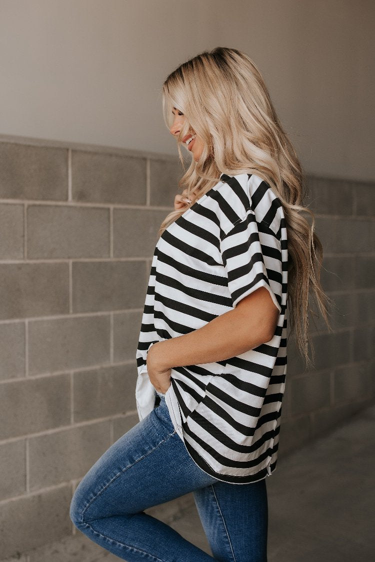 ONLINE ONLY! Ampersand Avenue Boyfriend Tee- Seeing Stripes