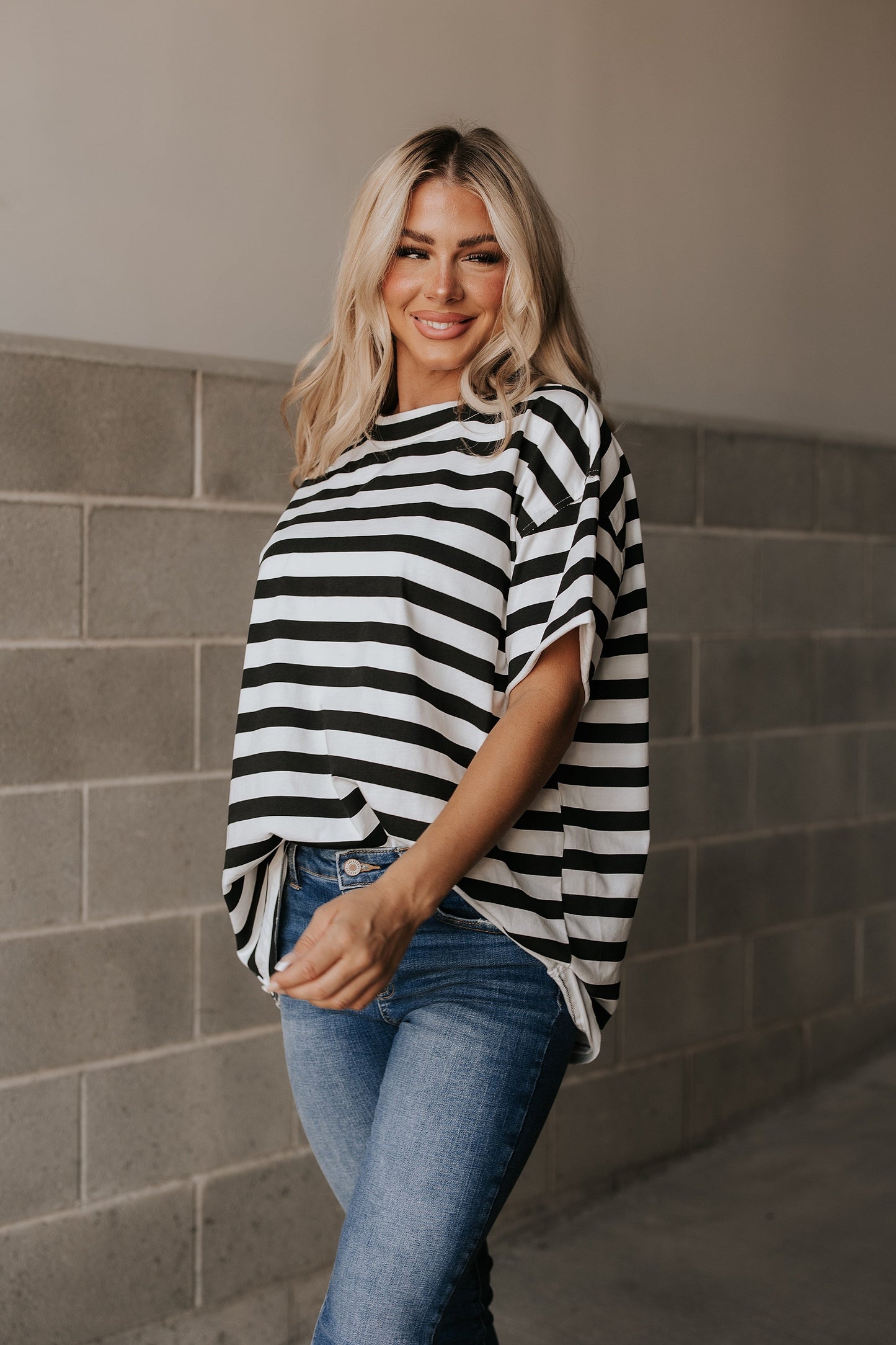 ONLINE ONLY! Ampersand Avenue Boyfriend Tee- Seeing Stripes