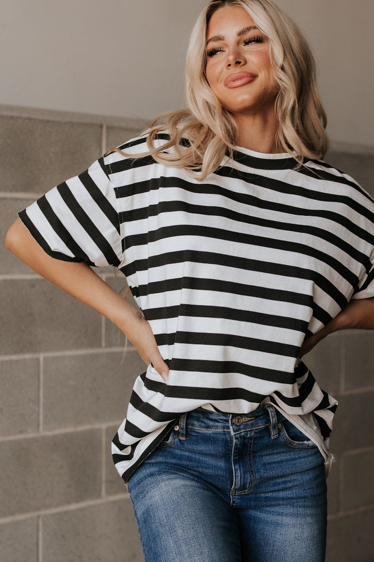 ONLINE ONLY! Ampersand Avenue Boyfriend Tee- Seeing Stripes