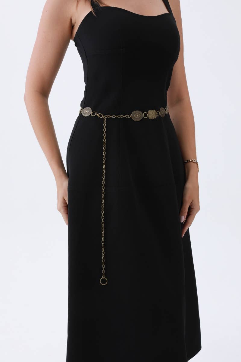 Leto Accessories - Vintage Geometric Western Chain Belt – Timeless Cowboy Chic: Bronze