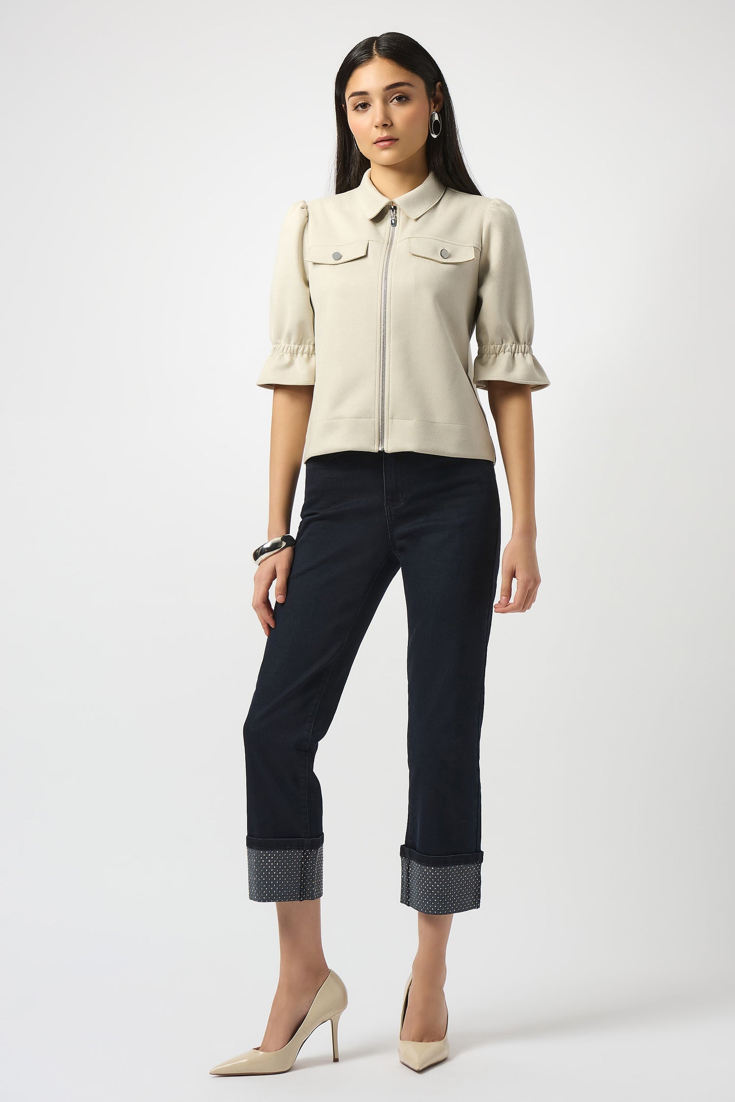 Scuba Suede Cropped Jacket In Moonstone