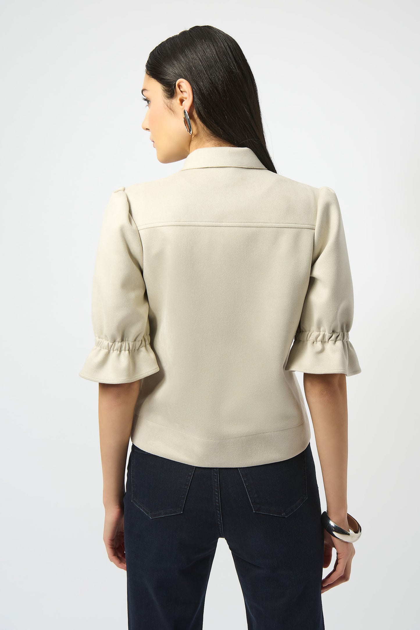 Scuba Suede Cropped Jacket In Moonstone