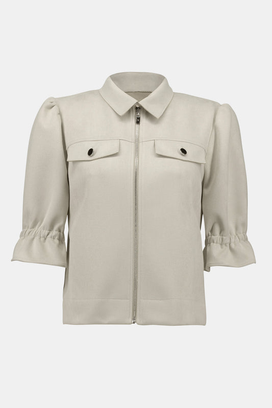 Scuba Suede Cropped Jacket In Moonstone