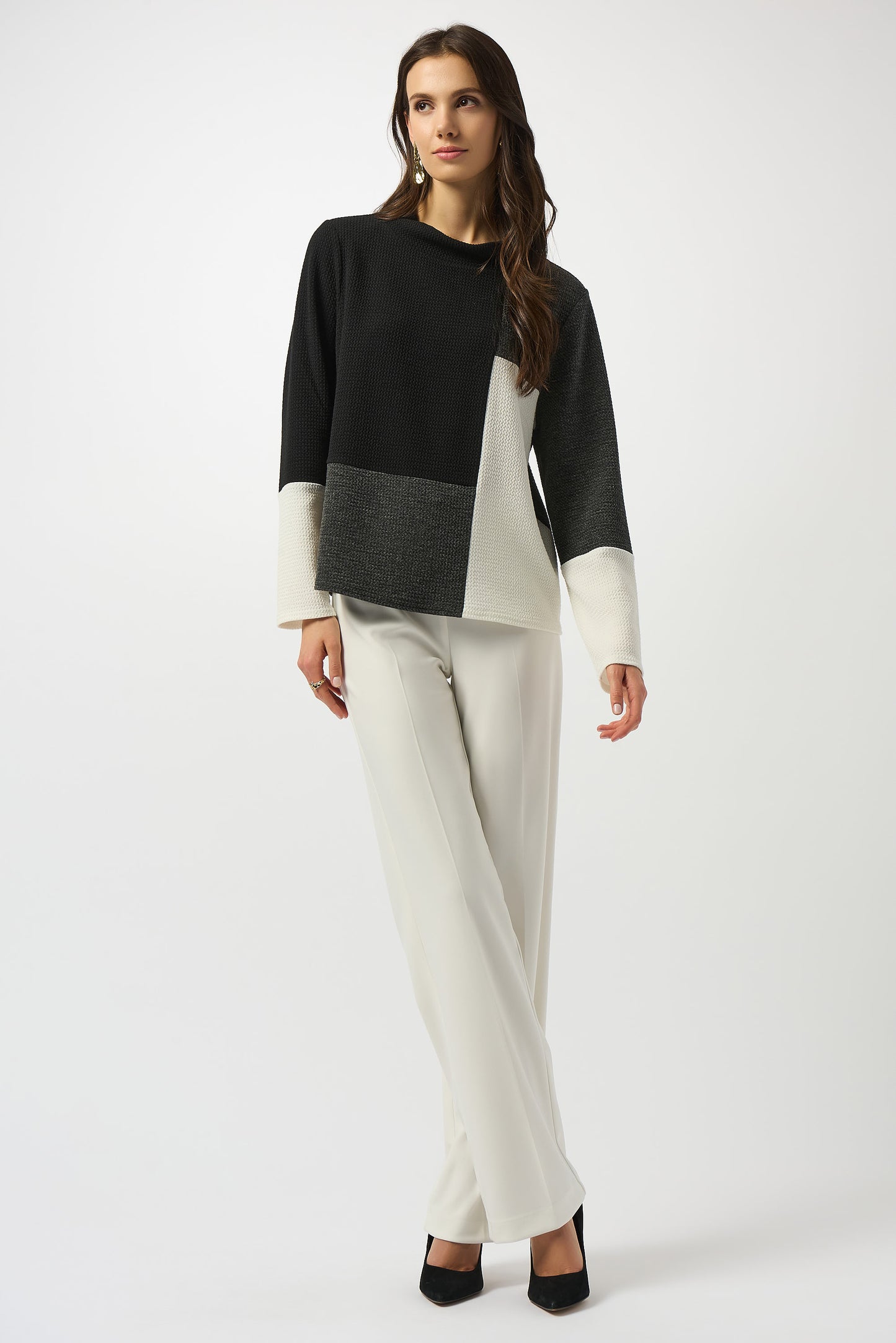 Jacquard Knit Colour-Block Boxy Top