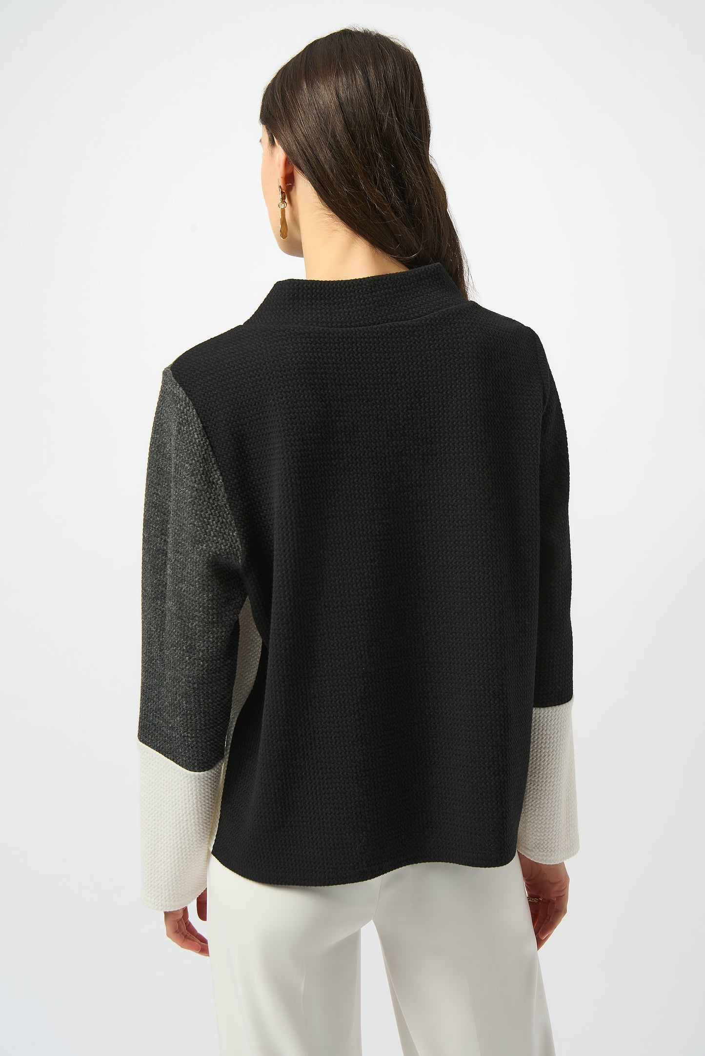 Jacquard Knit Colour-Block Boxy Top