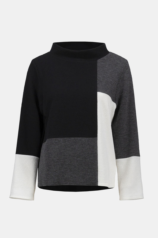 Jacquard Knit Colour-Block Boxy Top