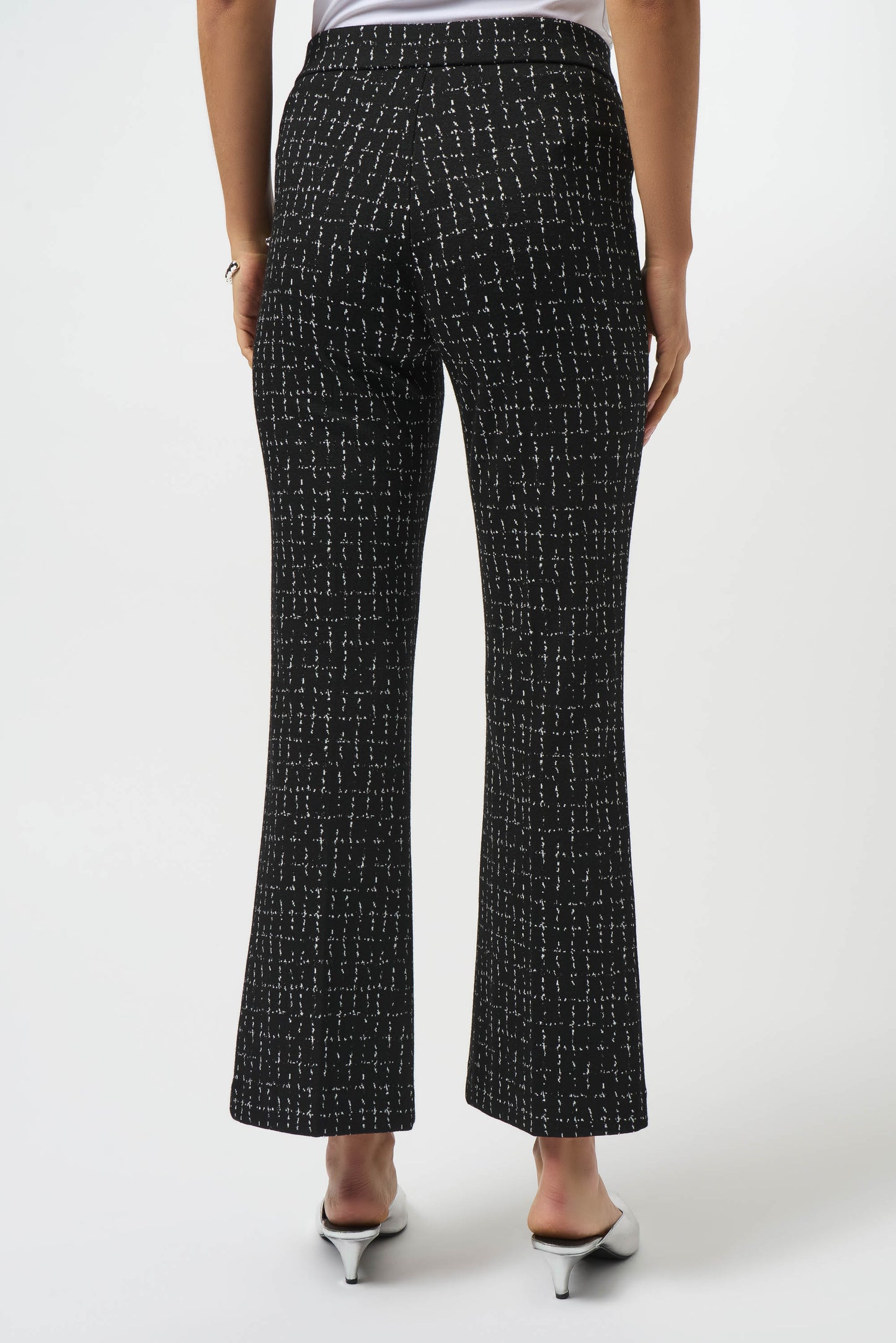 Jacquard Checkered Print Flared Pants