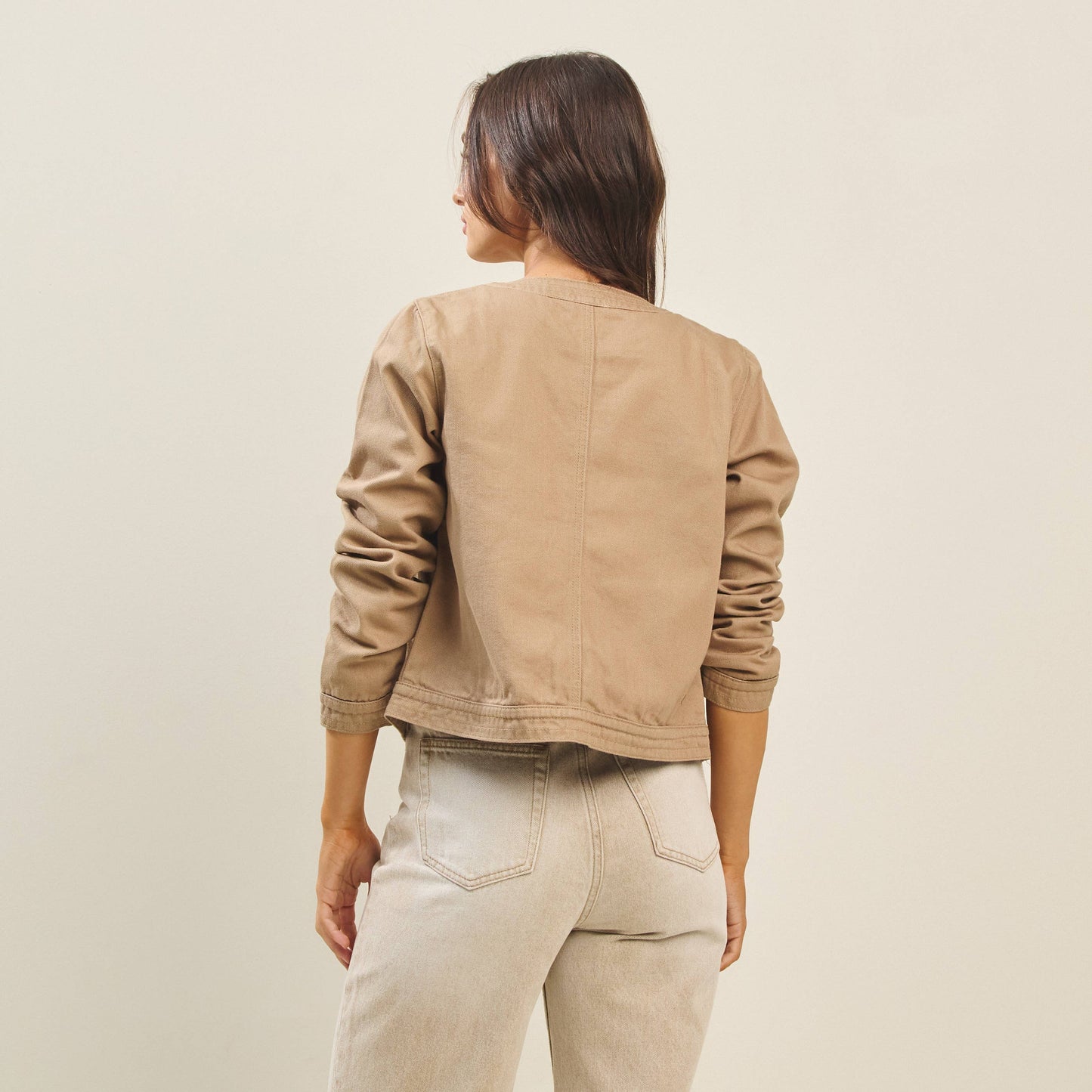 Able - Colored denim twill jacket: OLIVE