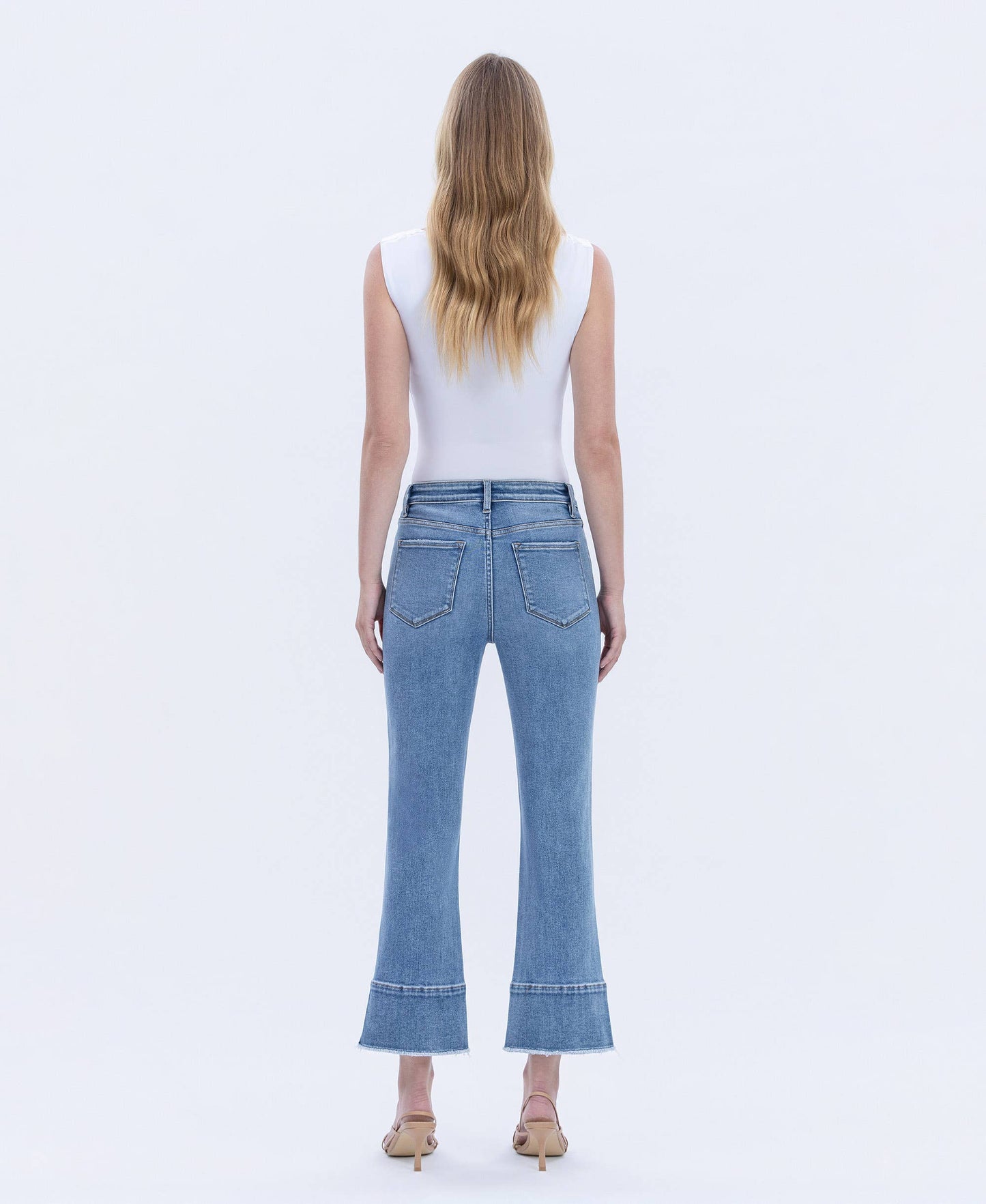 FLYING MONKEY - HIGH RISE TROUSER SLIT HEM KICK FLARE JEANS URBANE